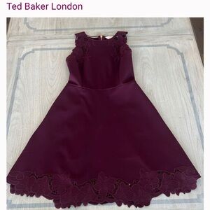 Ted Baker Plum Cut-Out A-Line Dress
